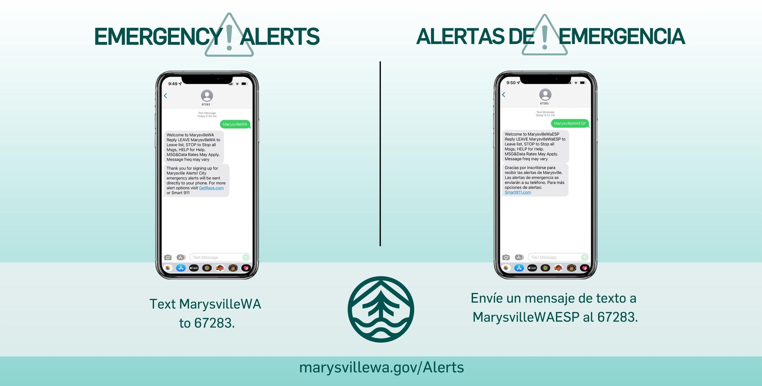 This image encourages you to sign up for Marysville Alerts. 