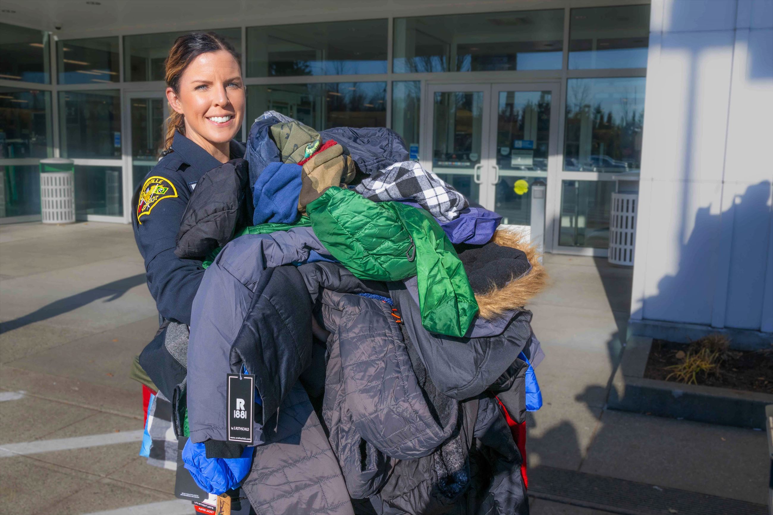 Officer Amanda Stewart during Coat Drive 2022