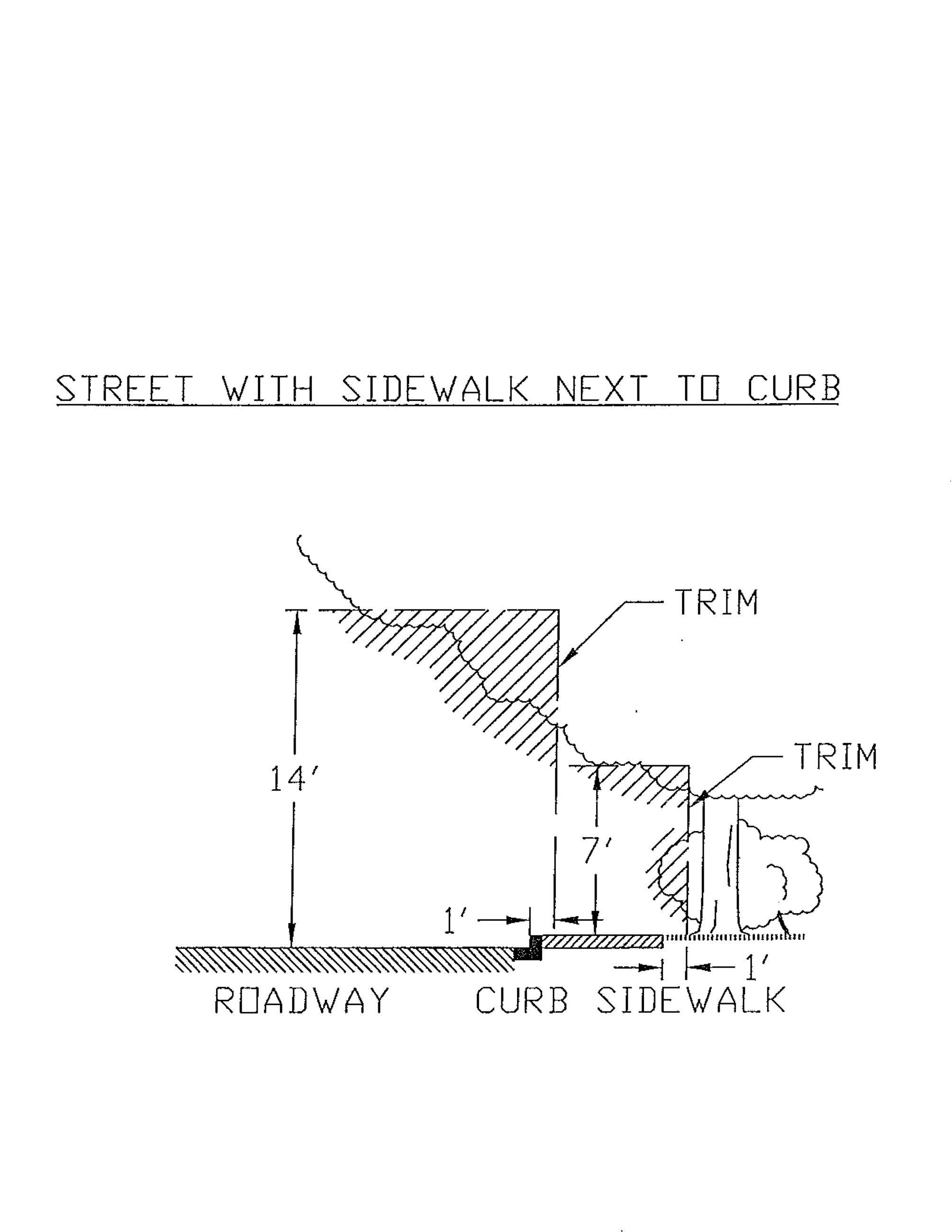 Street with Sidewalk next to Curb